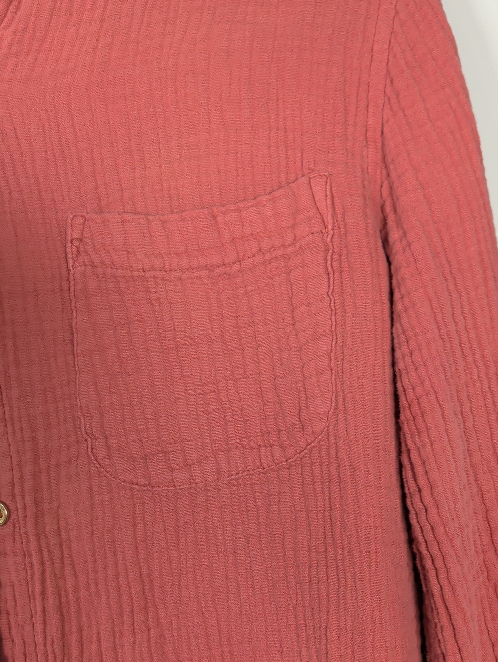 Anne Klein Cotton Textured Button-Front Shirt - Dusty Rose - Picture 9 of 11